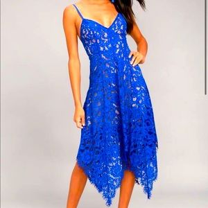 Lulu’s One Wish Royal Blue Lace Midi Dress